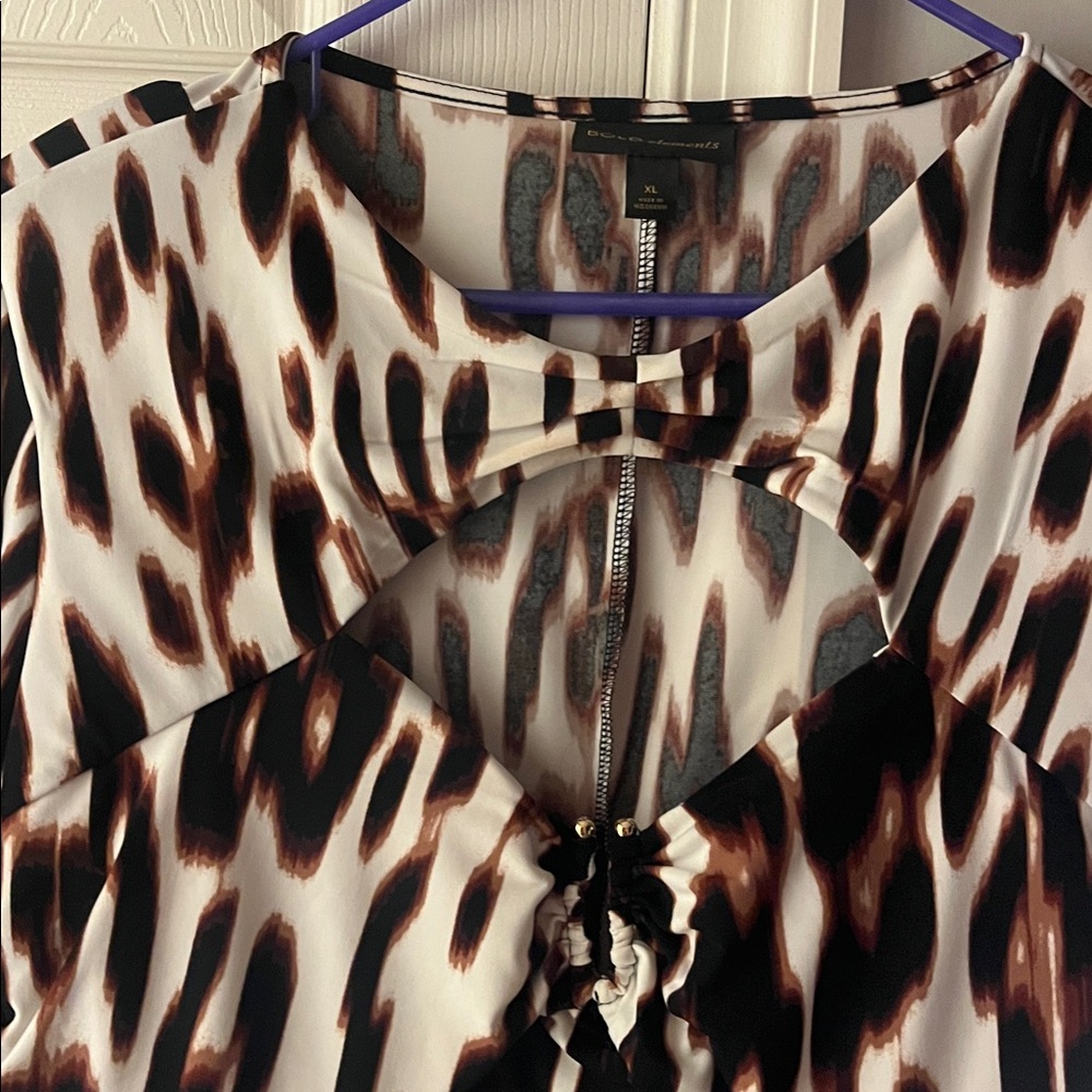 Bold Elements Black And Brown Patterned Blouse - image 3